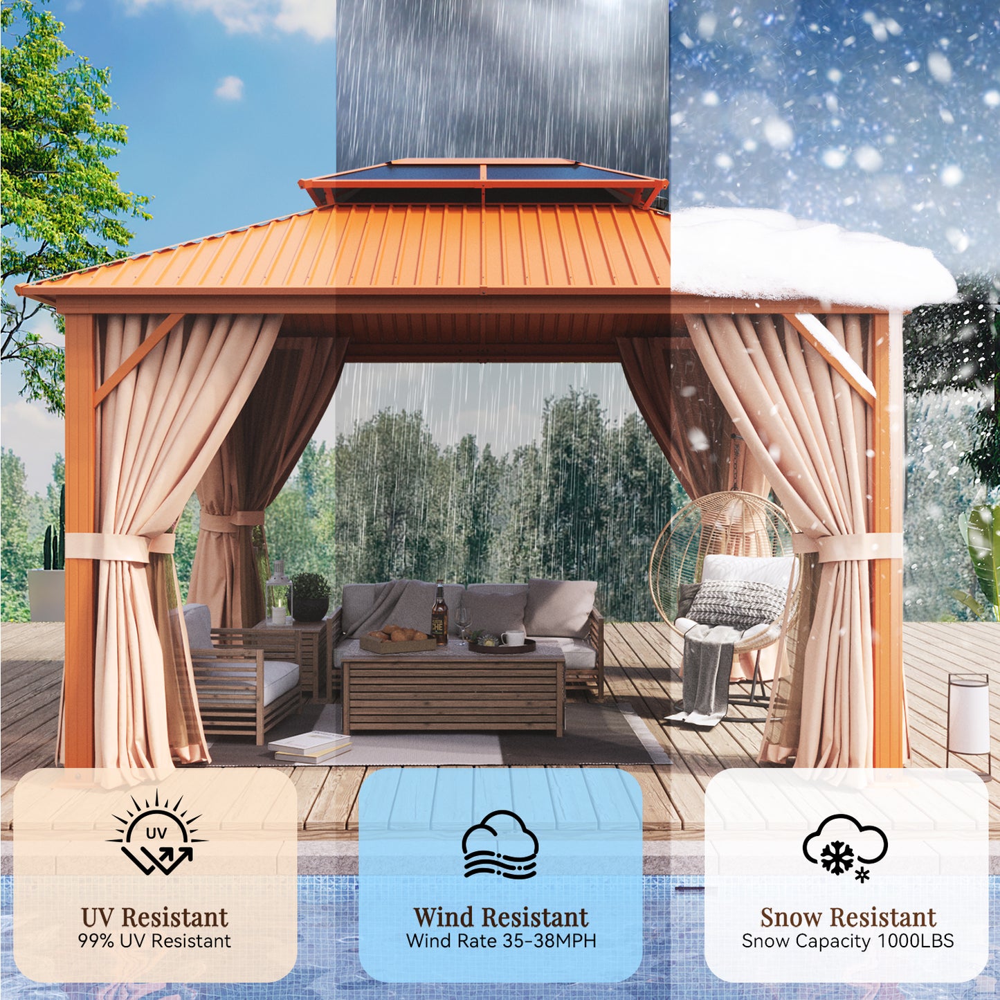 12 Ft. W x 10 Ft. D Aluminum Patio Gazebo