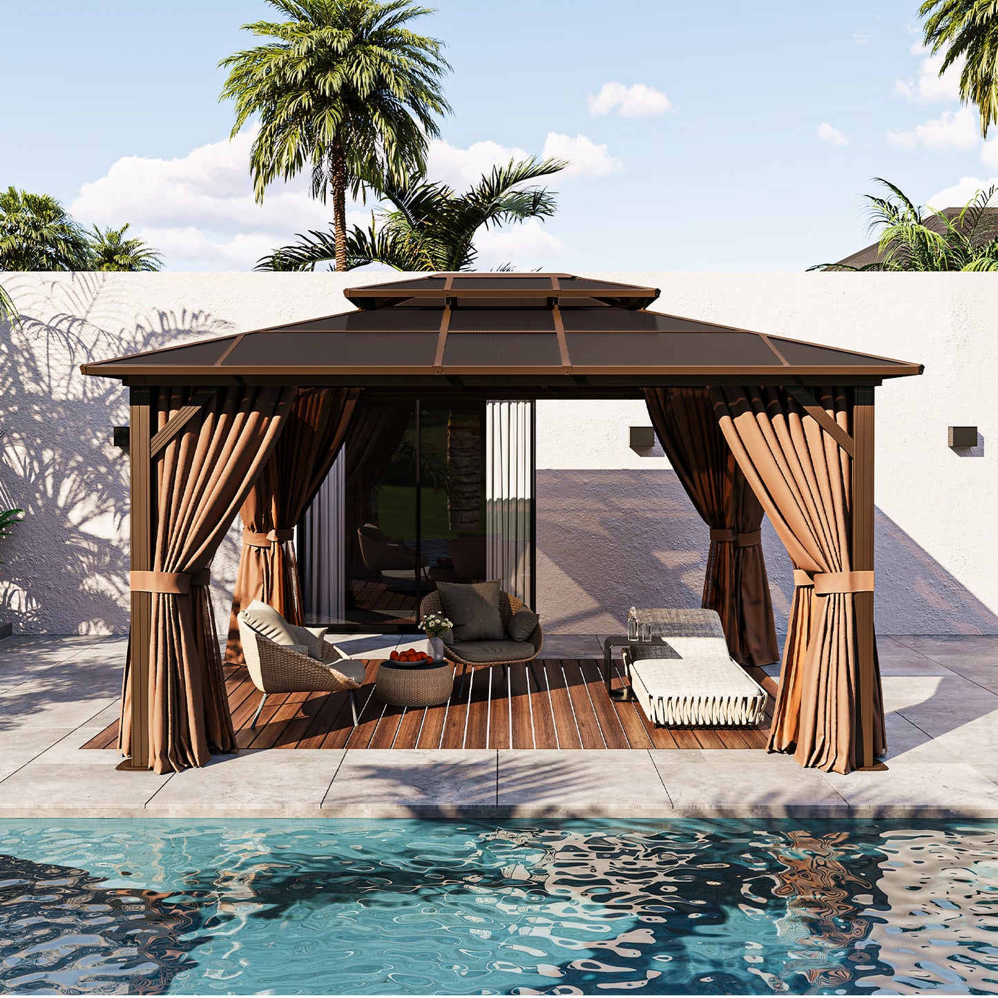 14 Ft. W X 12 Ft. D Aluminum Patio Hardtop Gazebo