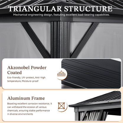 16 Ft. W X 12 Ft. D Metal Patio Gazebo
