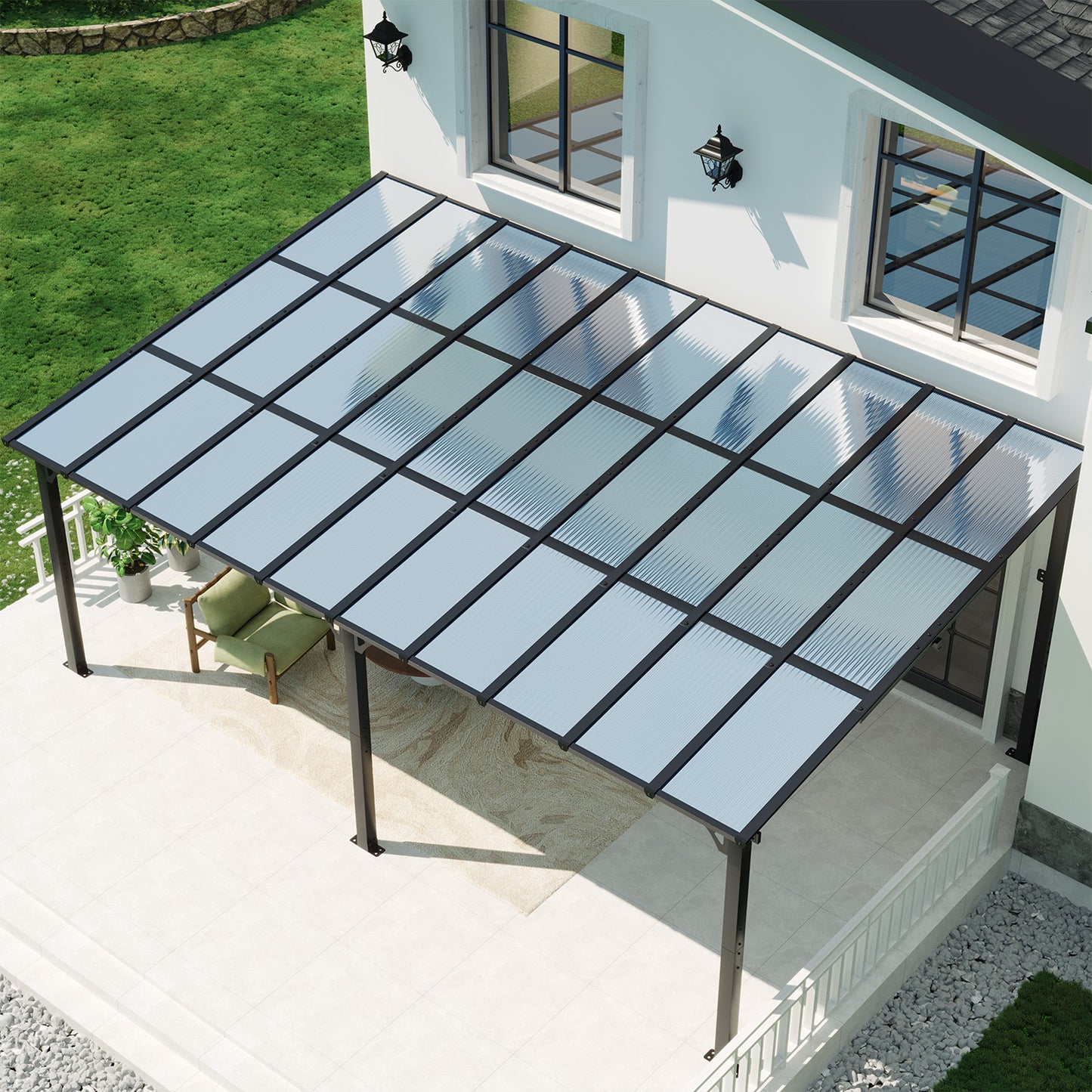 20 Ft. W X 12 Ft. D metal Pergola With Canopy