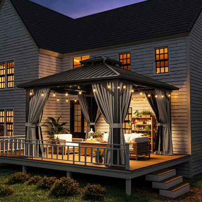 12 Ft. W X 12 Ft. D Patio Gazebo With Double Roof