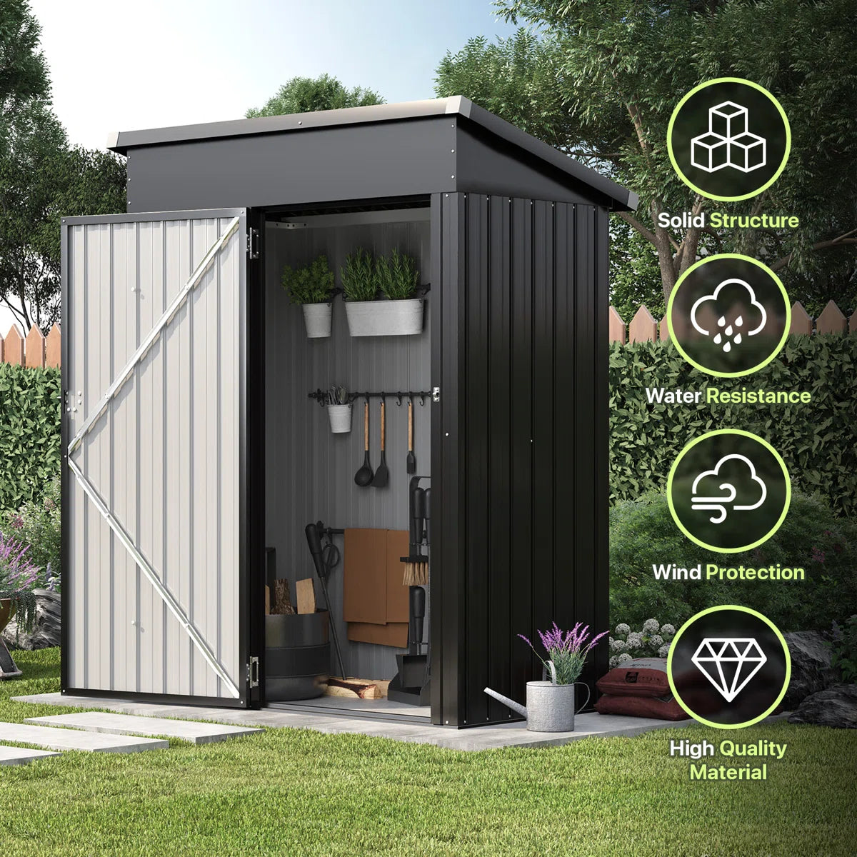 4.5 Ft. W X 2.5 Ft. D Metal Lean-to Storage Shed