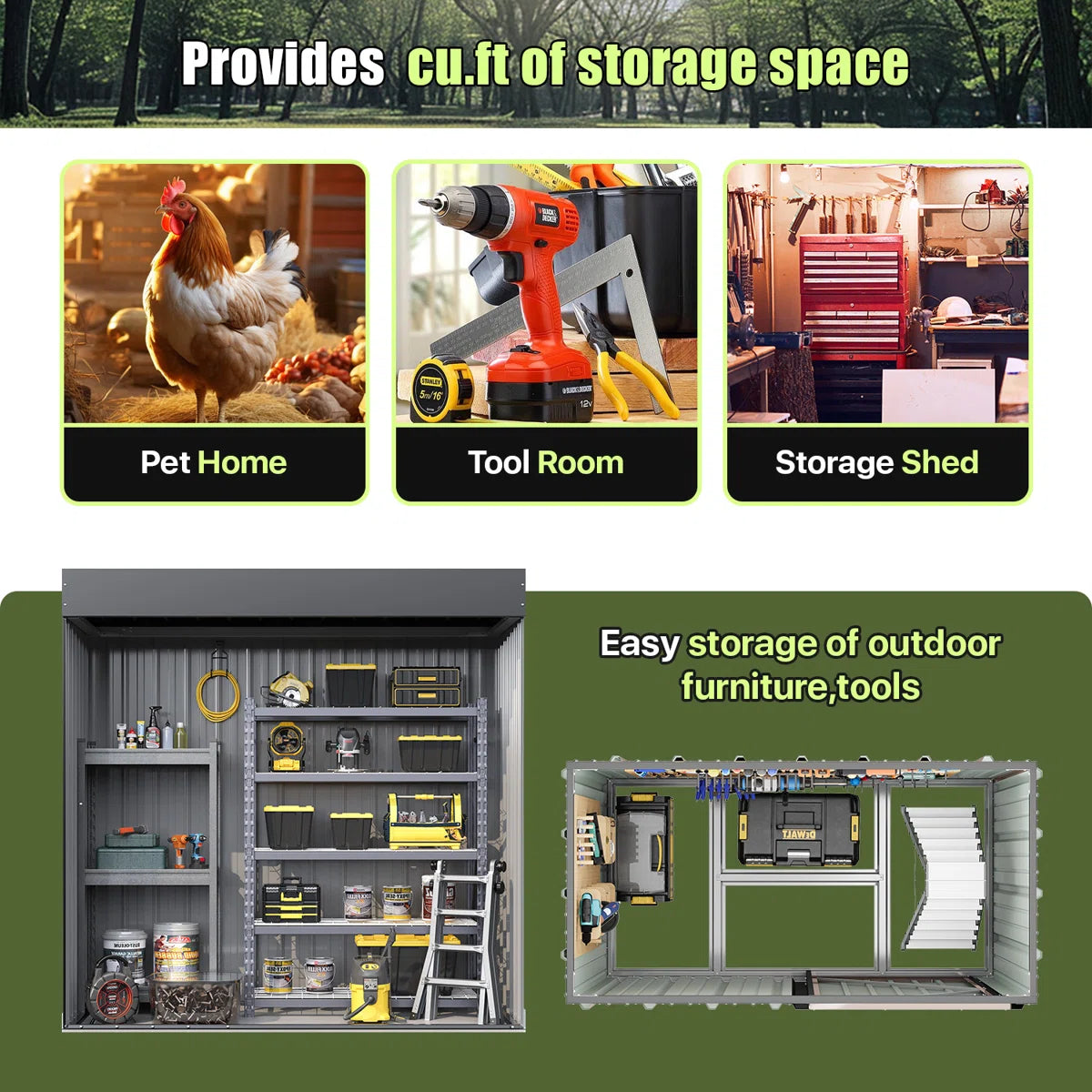 4.5 Ft. W X 2.5 Ft. D Metal Lean-to Storage Shed