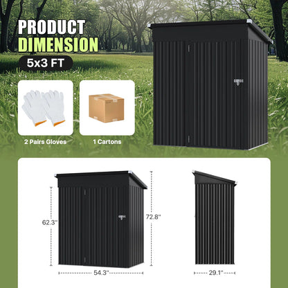 4.5 Ft. W X 2.5 Ft. D Metal Lean-to Storage Shed