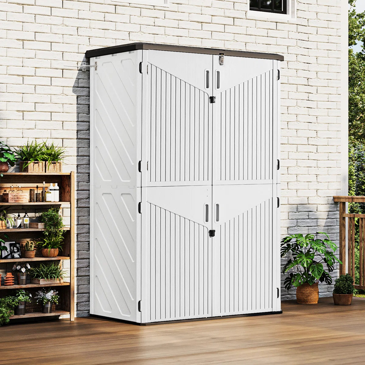 4.5 Ft. W X 2.5 Ft. D Resin Storage Shed with Shelves