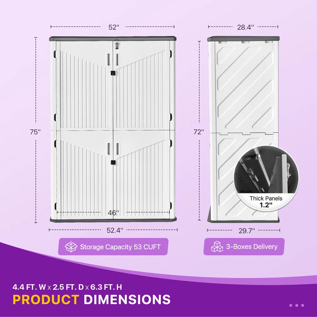4.5 Ft. W X 2.5 Ft. D Resin Storage Shed with Shelves