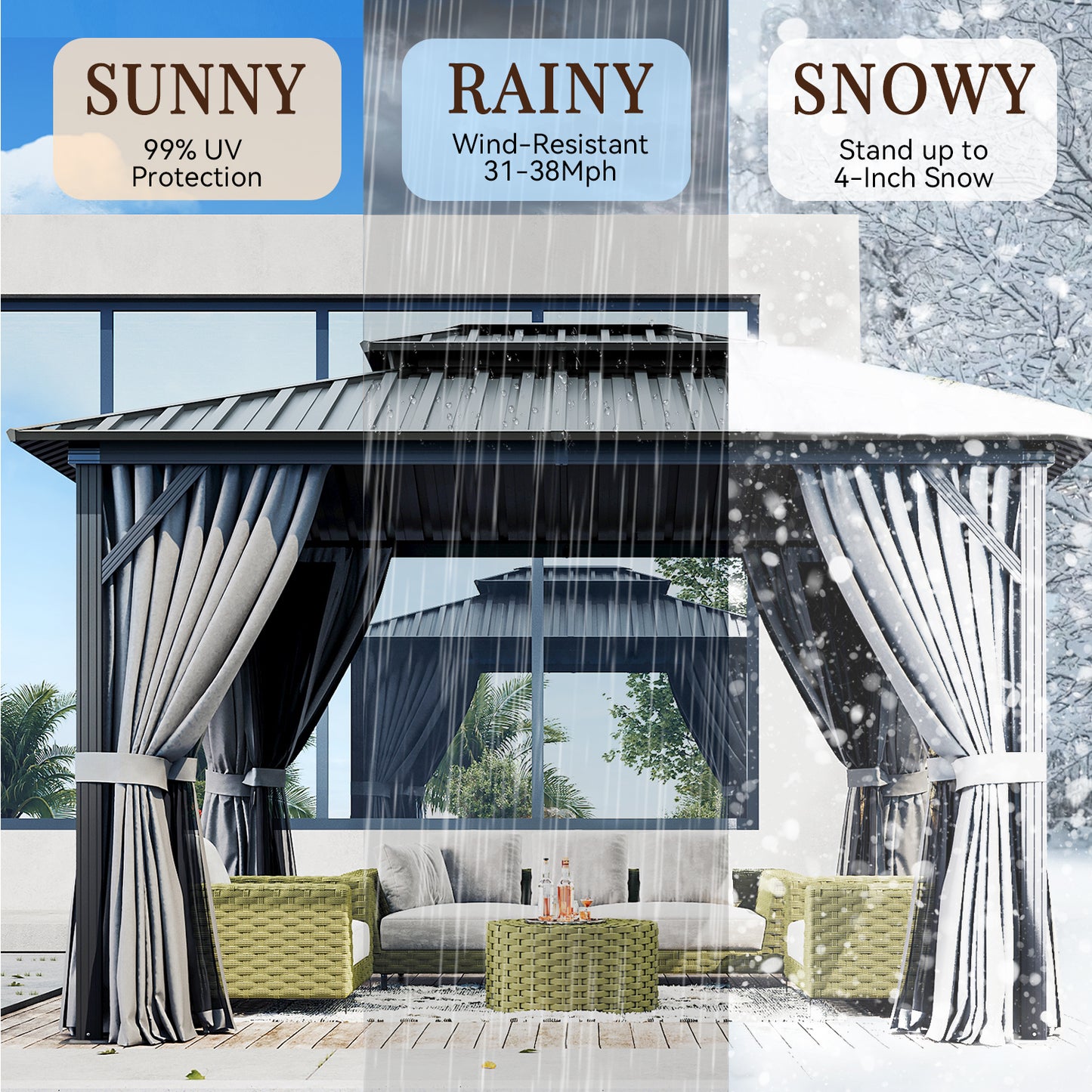 12 Ft. W x 10 Ft. D Aluminum Patio Gazebo
