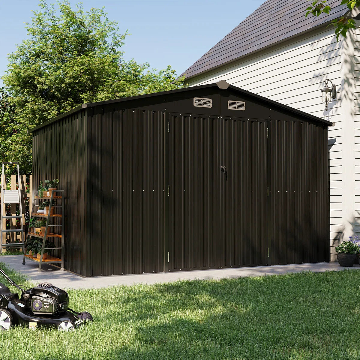 10.0 Ft. W X 8.0 Ft. D Steel Storage Shed With Door Lock And Floor