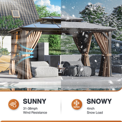 14 Ft X 10 Ft Aluminum Patio Hardtop Gazebo