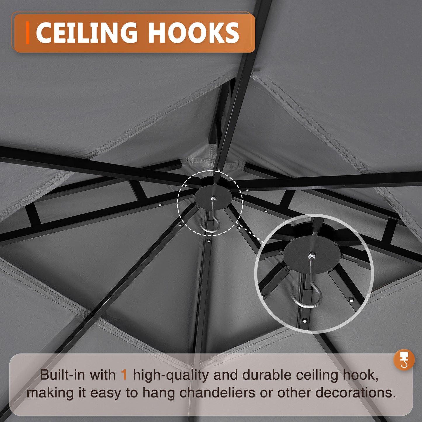 8x8 Ft Outdoor Gazebo With Double Roof, Patio Canopy With Mosquito Netting And Curtains, Suitable For Patios, Lawn And Backyard