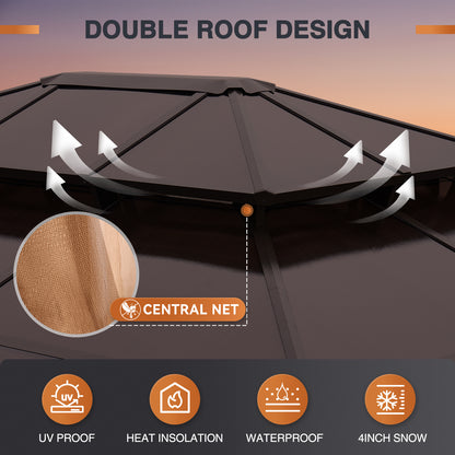 14 Ft. W X 12 Ft. D Aluminum Patio Hardtop Gazebo