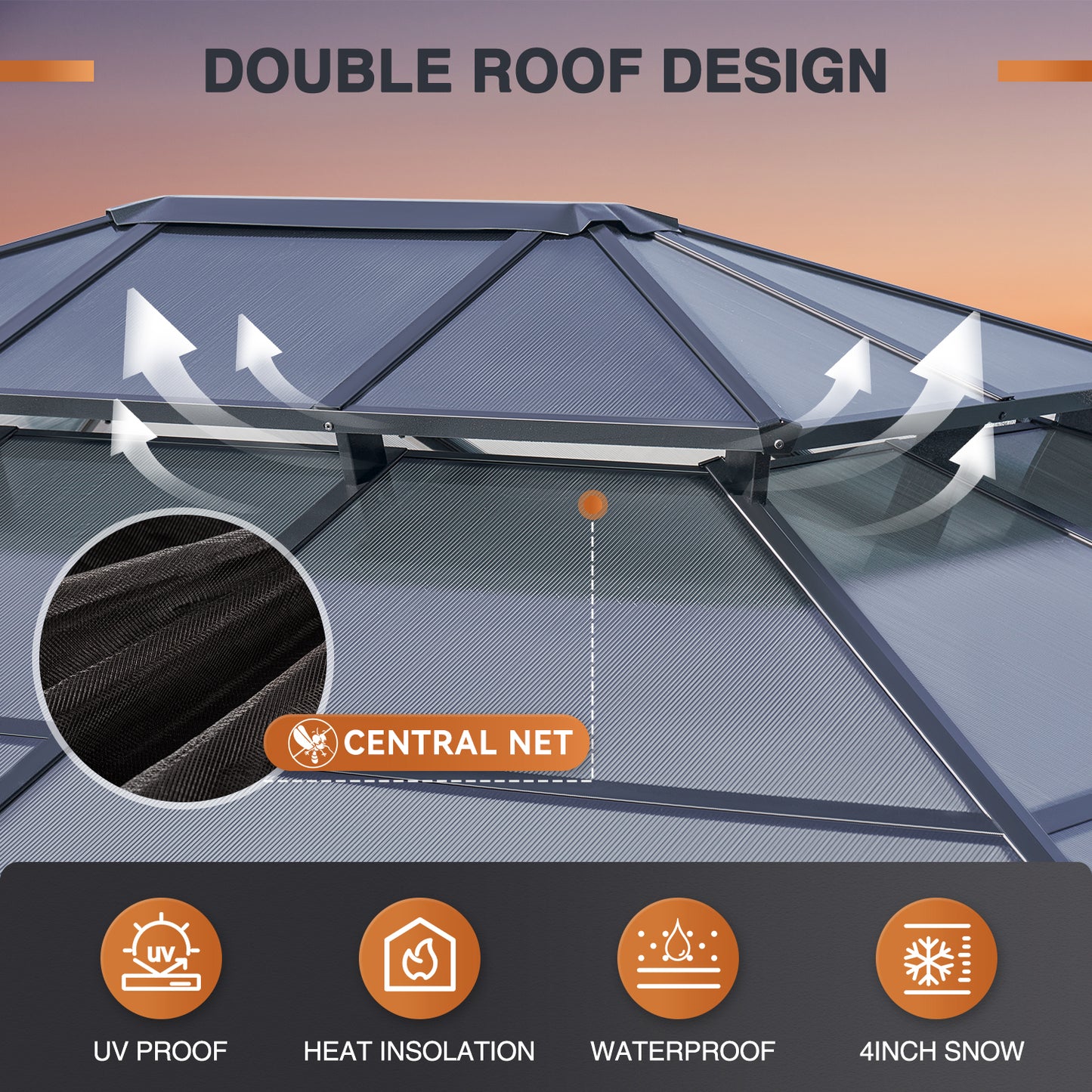 14 Ft. W X 12 Ft. Daluminum Patio Gazebo