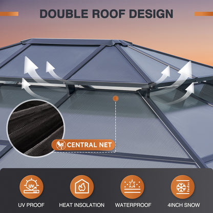 14 Ft. W X 12 Ft. Daluminum Patio Gazebo