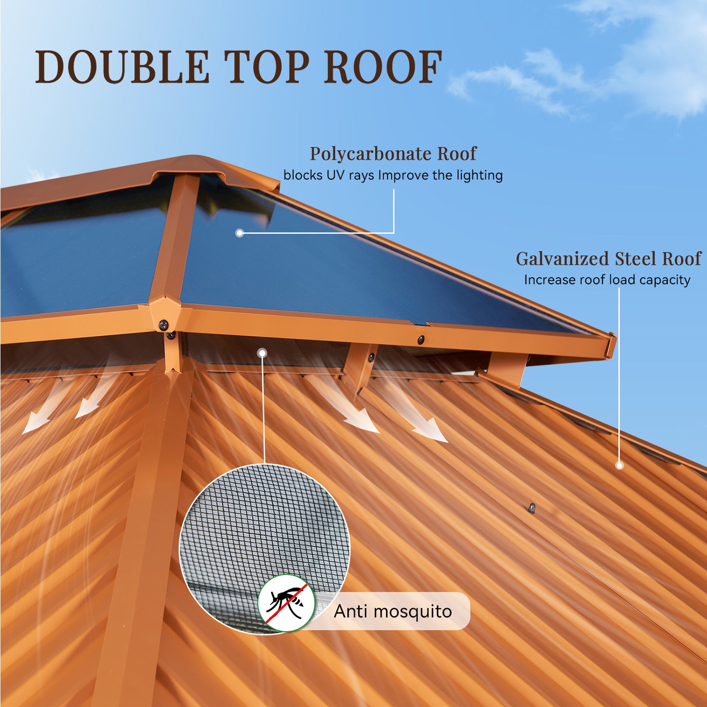 12 Ft. W x 10 Ft. D Aluminum Patio Gazebo