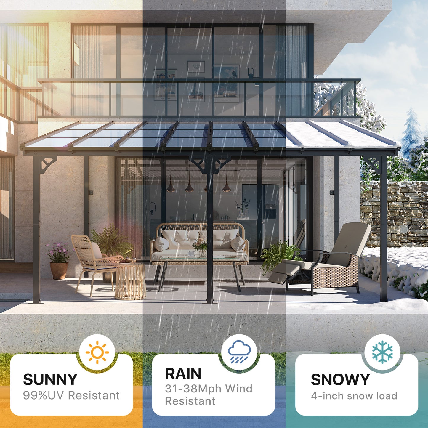 16 Ft. W X 12 Ft. D metal Pergola With Canopy