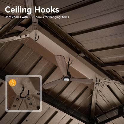 20 Ft. W x 12 Ft. D Aluminum Roof with Galvanized Steel Patio Gazebo