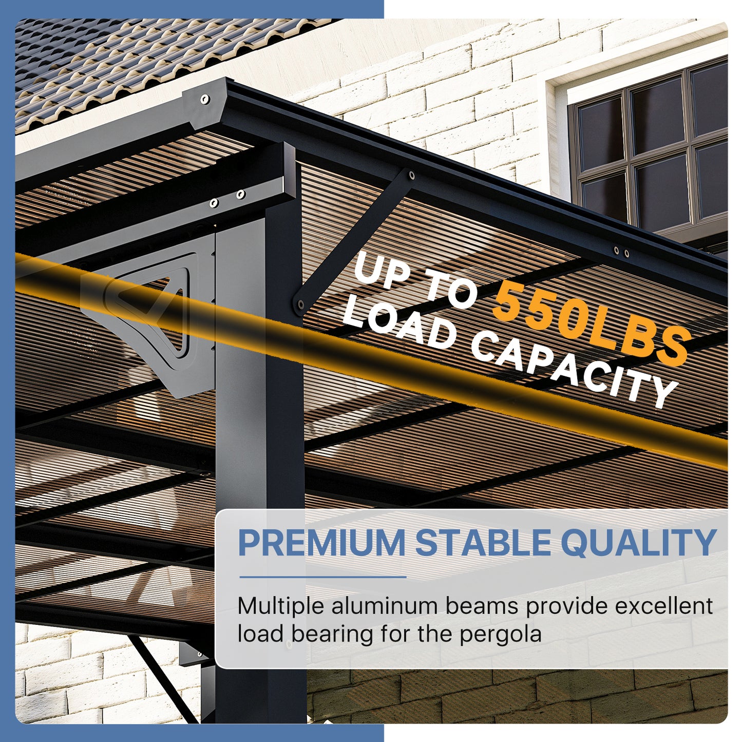 8 Ft. W x 10 Ft. D Metal Pergola With Canopy