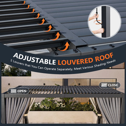 14 Ft. W x 12 Ft. D Outdoor Louvered Aluminum Pergola