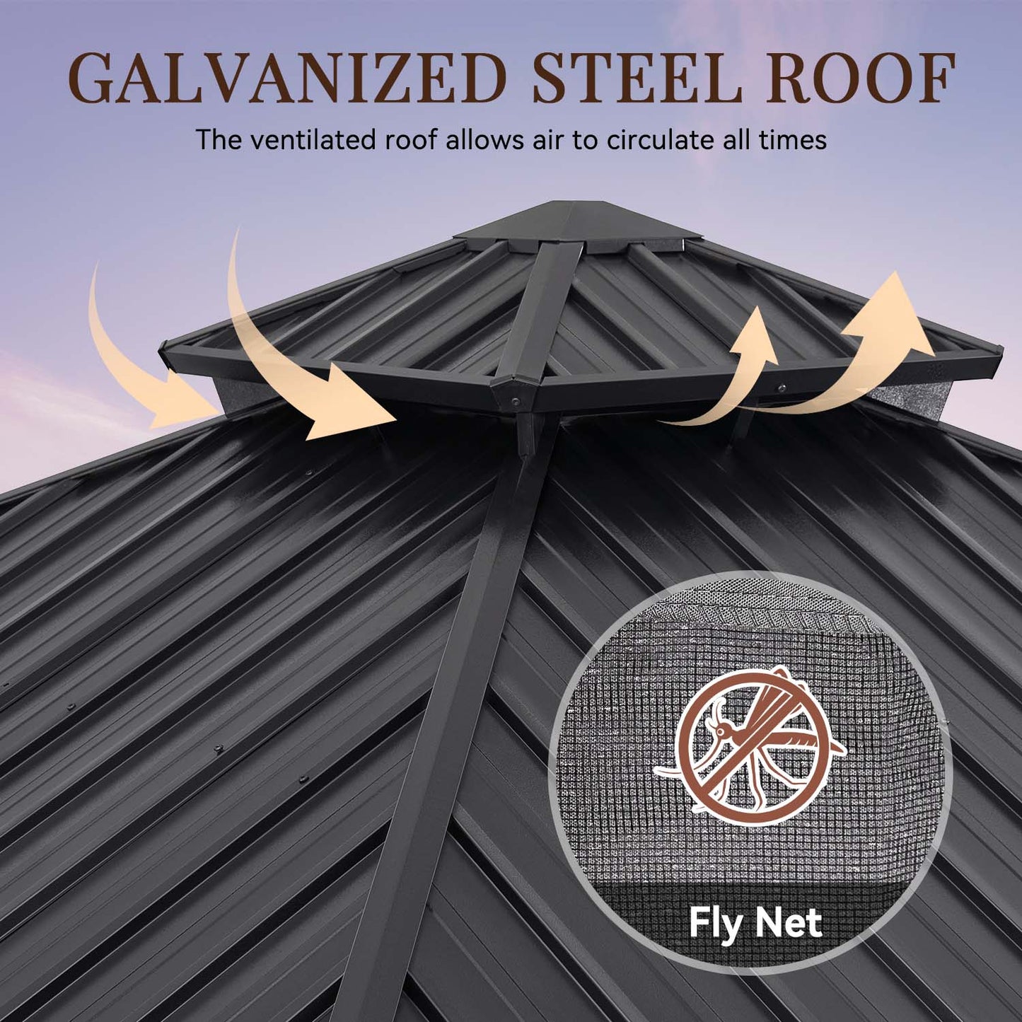 10 Ft. W X 10 Ft. D Aluminum Patio Gazebo With Double Roof