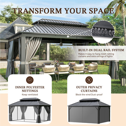 16 Ft. W X 12 Ft. D Metal Patio Gazebo