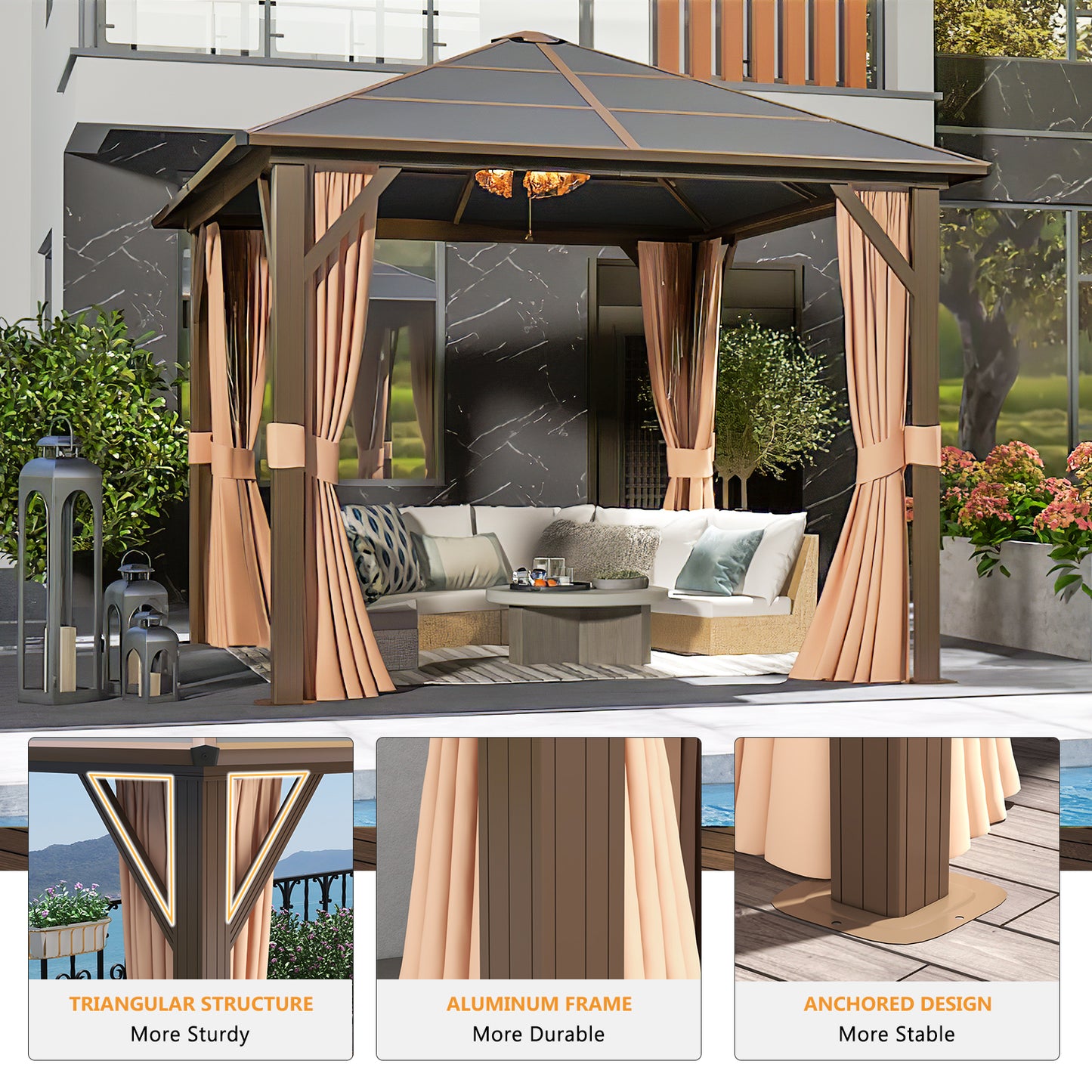 10 Ft. W X 10 Ft. D Hardtop Patio Gazebo