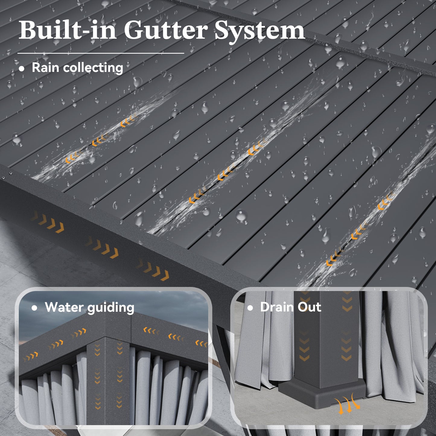 12 Ft. W x 10 Ft. D Metal Pergola with Canopy