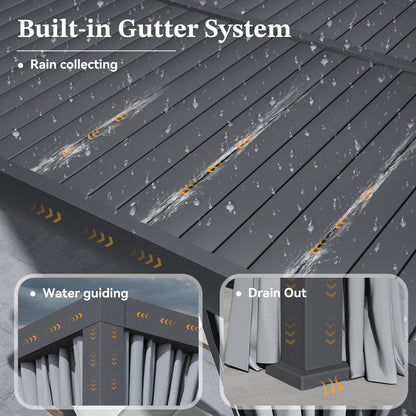 12 Ft. W x 10 Ft. D Metal Pergola with Canopy