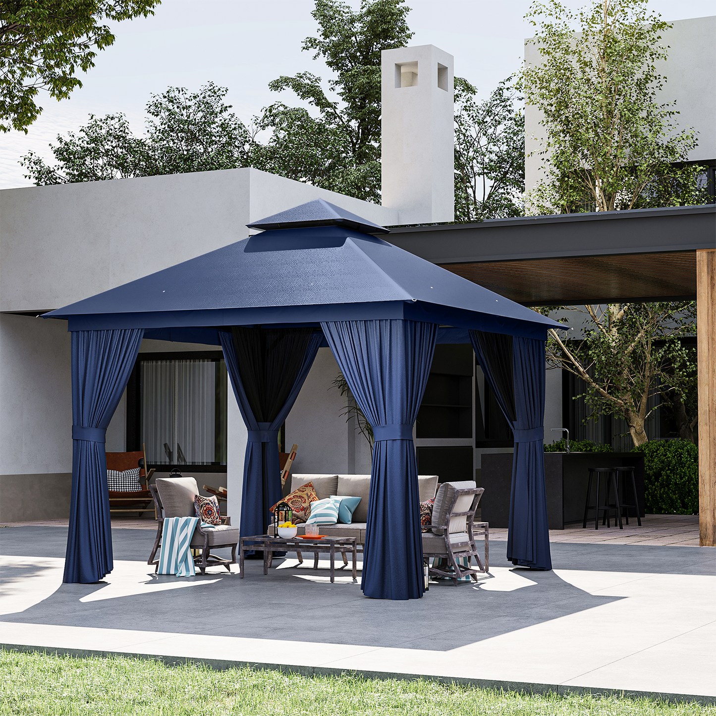 10 Ft. W X 10 Ft. D Steel Patio Gazebo The Soft Roof Gazebos