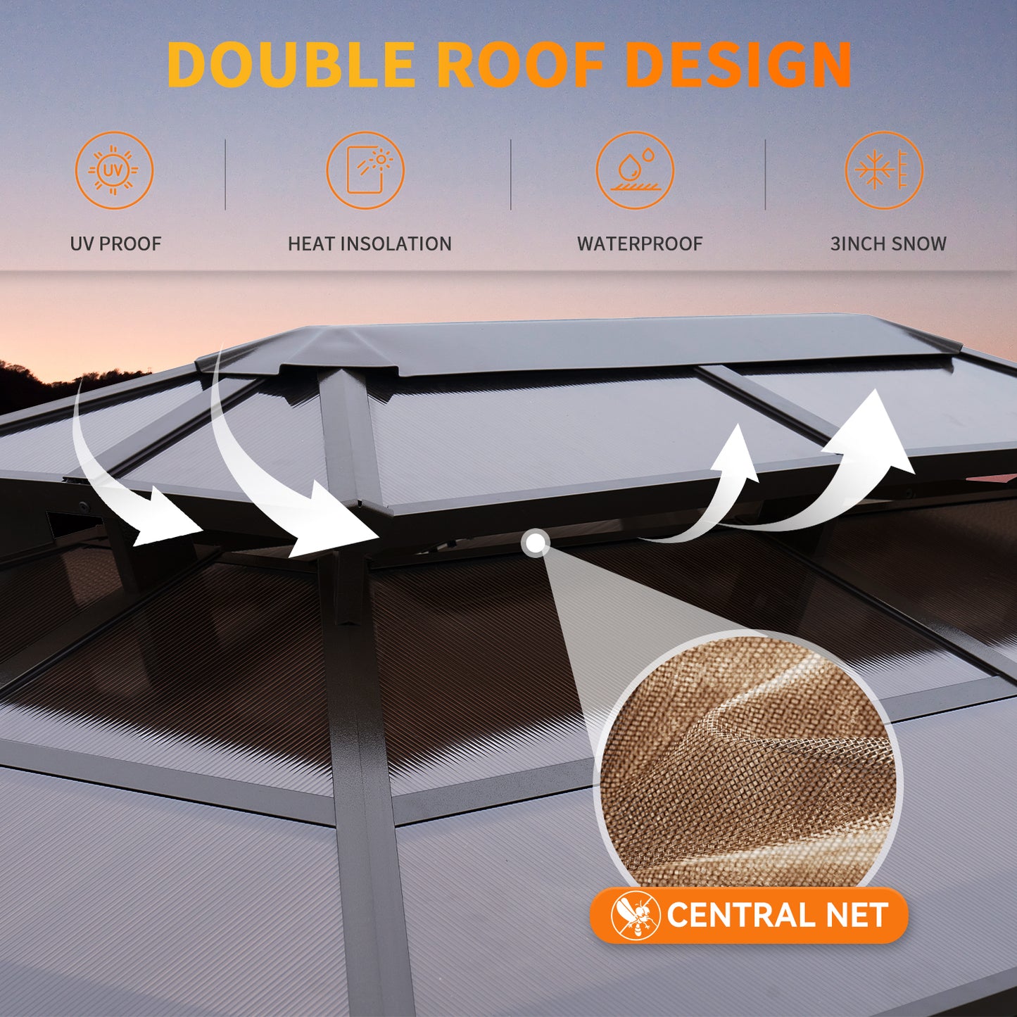 8 Ft. W X 5 Ft. D Aluminum Patio Grill Gazebo