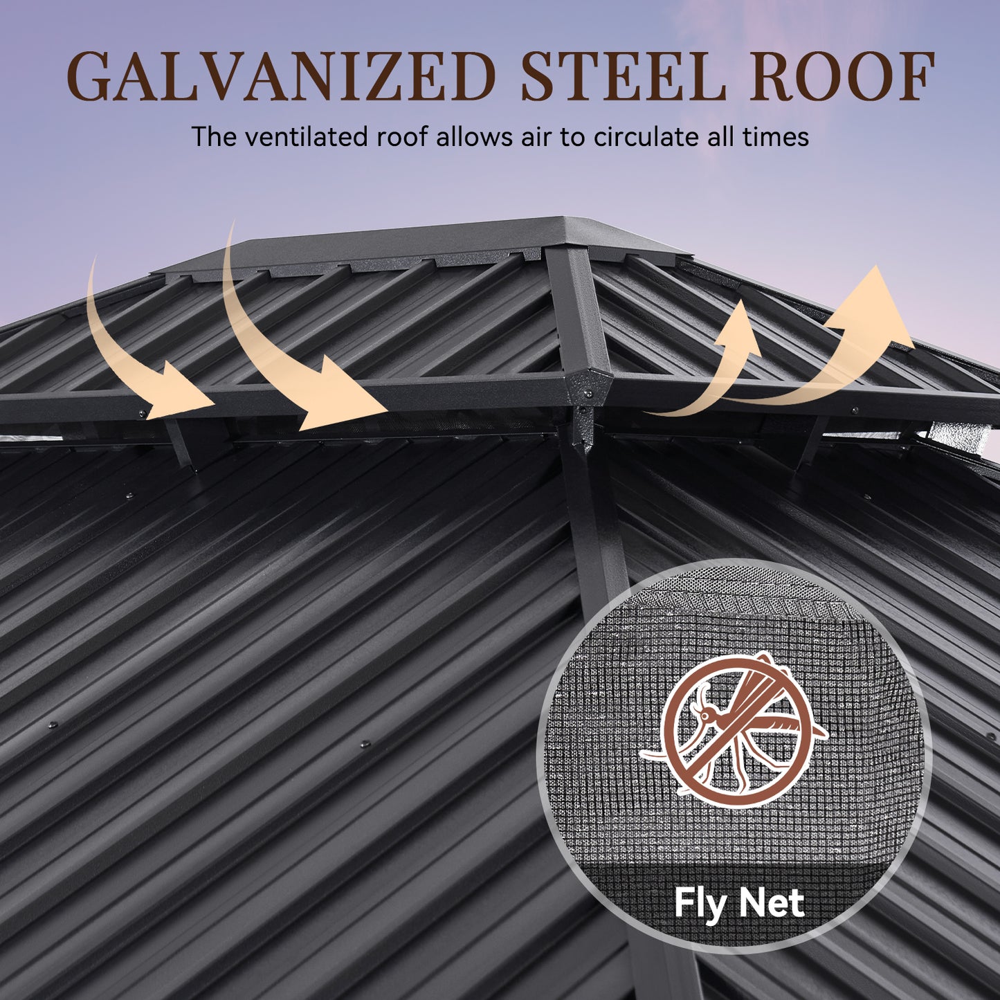 14 Ft. W x 12 Ft. D Metal Patio Gazebo