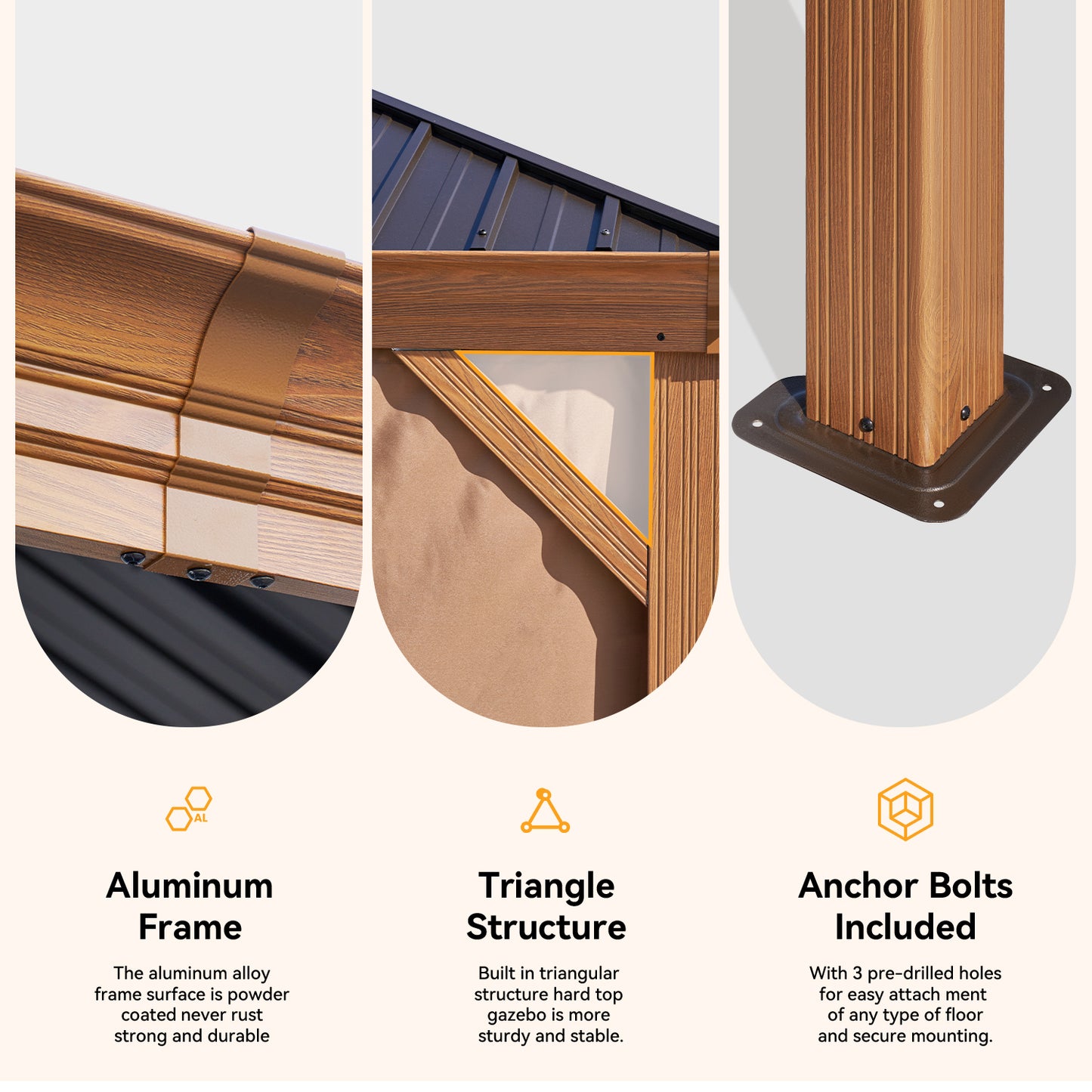 20 Ft. W x 12 Ft. D Aluminum Roof with Galvanized Steel Patio Gazebo