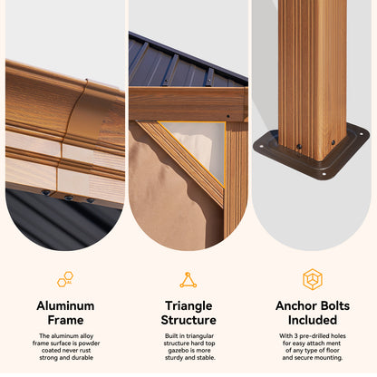 20 Ft. W x 12 Ft. D Aluminum Roof with Galvanized Steel Patio Gazebo