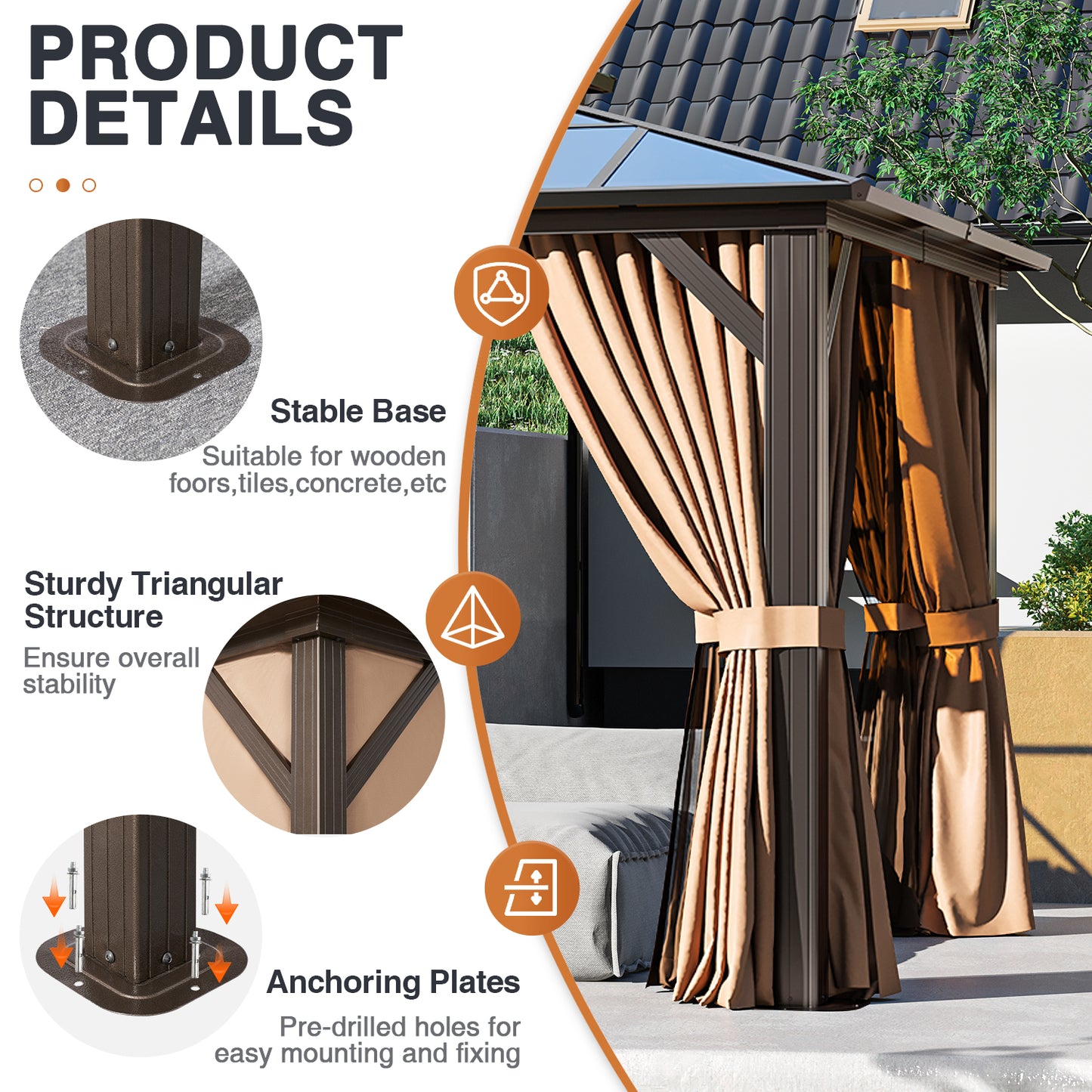 14 Ft X 10 Ft Aluminum Patio Hardtop Gazebo