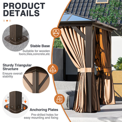 14 Ft X 10 Ft Aluminum Patio Hardtop Gazebo