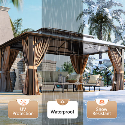 Outdoor Patio Gazebo with Hardtop Double Roof
