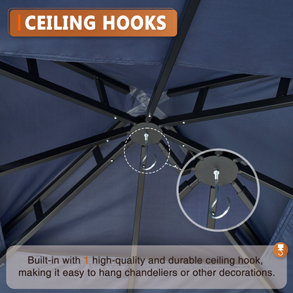 10 Ft. W X 10 Ft. D Steel Patio Gazebo The Soft Roof Gazebos