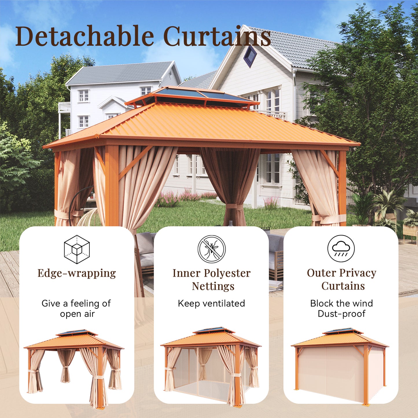 12 Ft. W x 10 Ft. D Aluminum Patio Gazebo