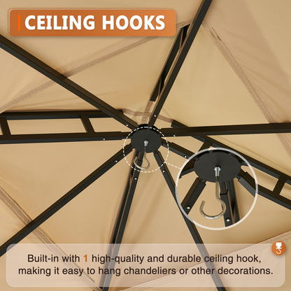 10 Ft. W X 10 Ft. D Steel Patio Gazebo The Soft Roof Gazebos