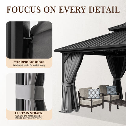 14 Ft. W x 12 Ft. D Metal Patio Gazebo