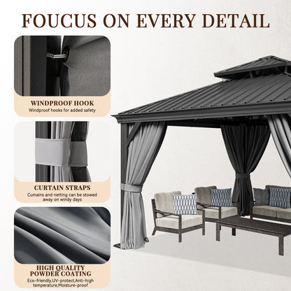 24 Ft. W X 14 Ft. D Metal With Water Guide Roof, 4.7inch Aluminum Post Patio Gazebo