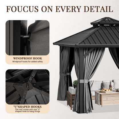 10 Ft. W X 10 Ft. D Aluminum Patio Gazebo With Double Roof