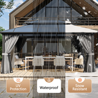 16 Ft. W X 12 Ft. D Metal Patio Gazebo With String Lights