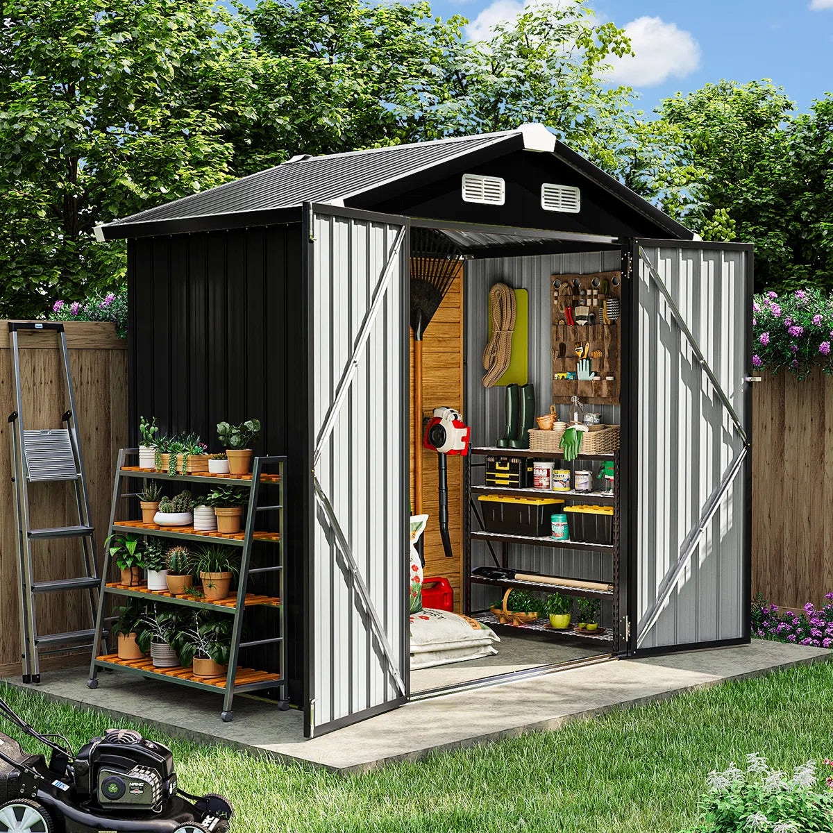 6.3 Ft. W X 4.2 Ft. D Steel Storage Shed With Door Lock