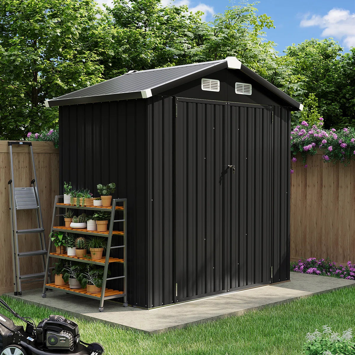 6.3 Ft. W X 4.2 Ft. D Steel Storage Shed With Door Lock