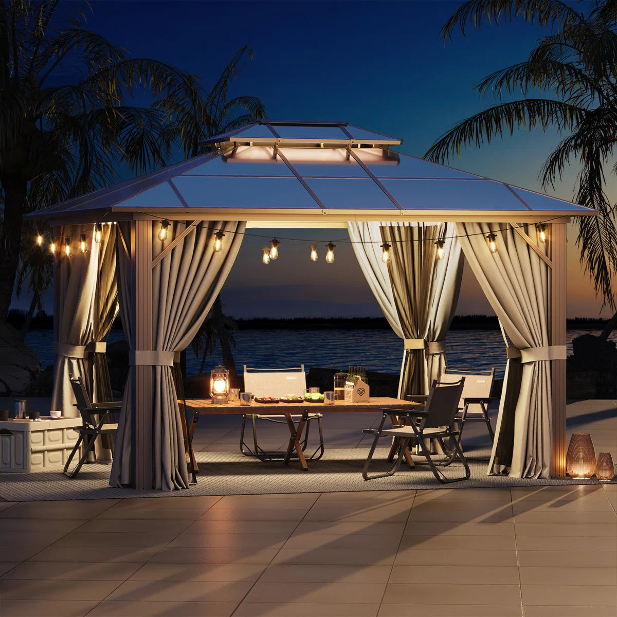 12 Ft. W X 10 Ft. D Aluminum Patio Hardtop Gazebo