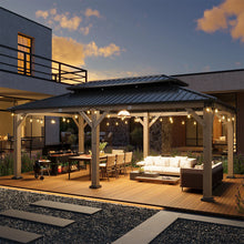 Jolydale Soild Wood Gazebo, Hardtop Gazebo With Galvanized Steel Double Roof, Suitable For Patios, Lawn And Backyard