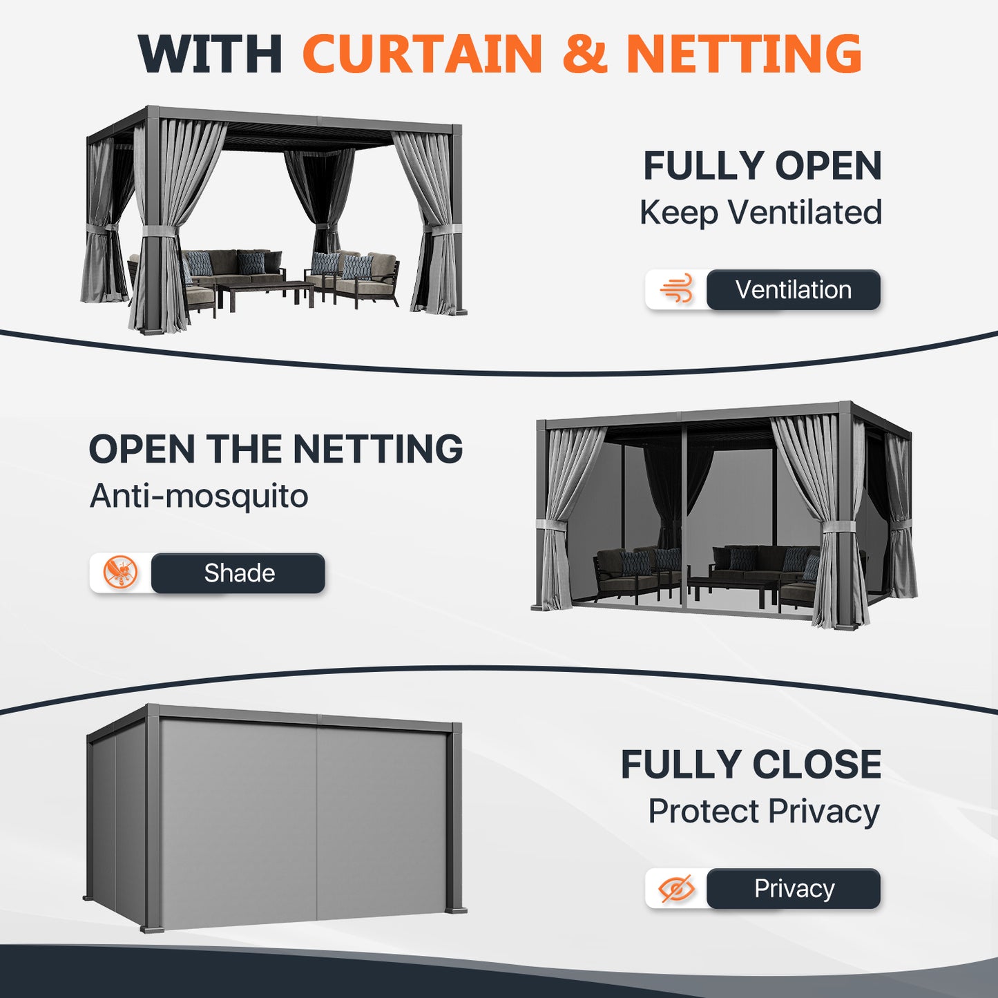 14 Ft. W x 12 Ft. D Outdoor Louvered Aluminum Pergola