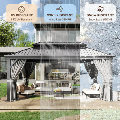 16 Ft. W X 12 Ft. D Metal Patio Gazebo