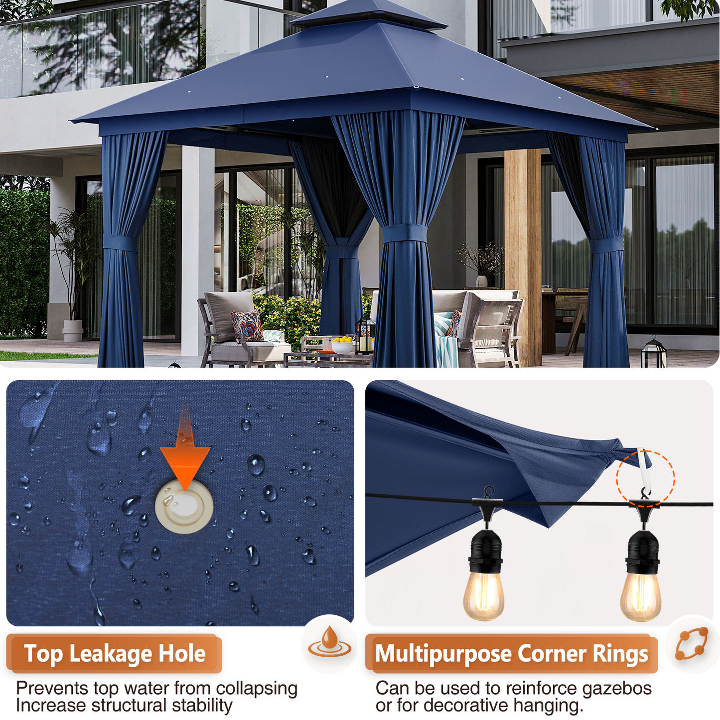 10 Ft. W X 10 Ft. D Steel Patio Gazebo The Soft Roof Gazebos