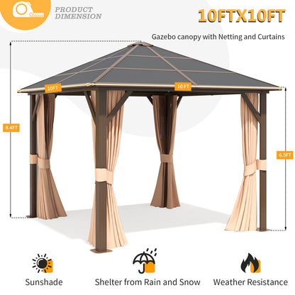 10 Ft. W X 10 Ft. D Hardtop Patio Gazebo